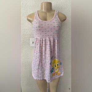 Pink Tweety Bird Women's Pajama Dress long sexy y2k